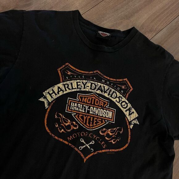 Harley Davidson Motorcycle Black Athletic Shirt Men Large - Picture 2 of 4